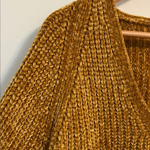 a new day chunky knit sweater top XL gold mustard V neckline pullover cozy soft - Picture 4 of 11